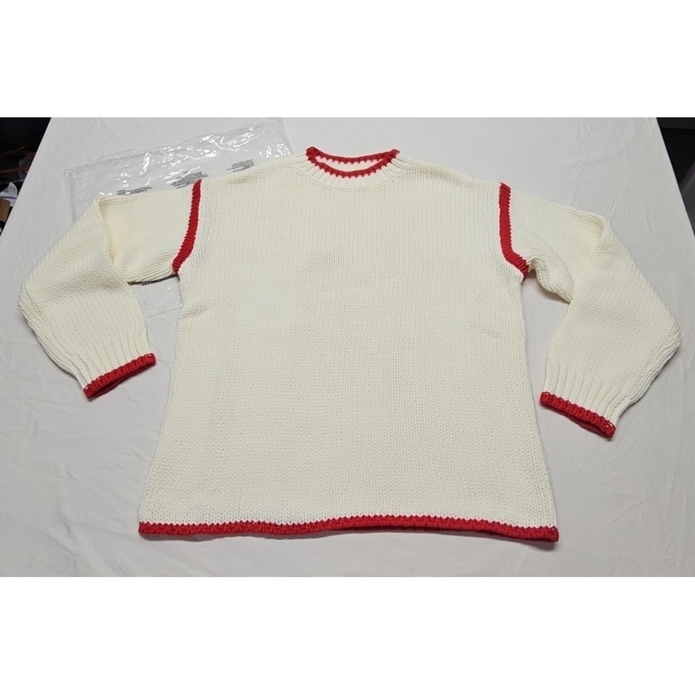 Unbranded Womens Small Long Sleeve Cotton Blend Cable knit Sweater‎ Ringer